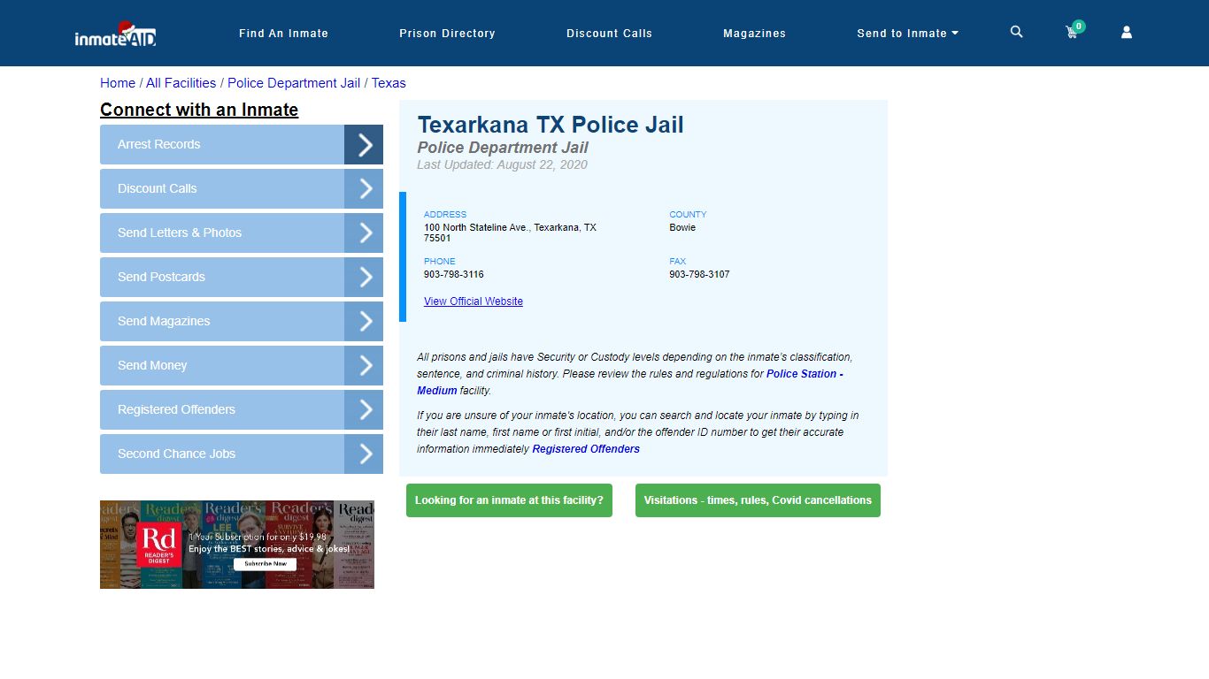 Texarkana TX Police Jail & Inmate Search - Texarkana, TX